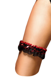 Black/Red Ruffle Lace Leg Garterbelt - BW3079 by Baci Lingerie